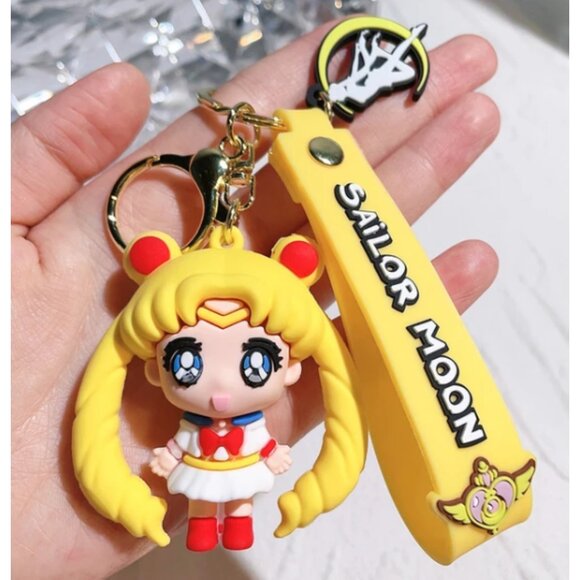 Sailor Moon Anime Keychain – Yellow Wrist Strap Key Ring Charm - Picture 1 of 1